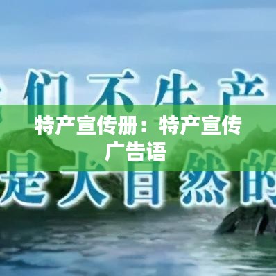 特產(chǎn)宣傳冊(cè)：特產(chǎn)宣傳廣告語 