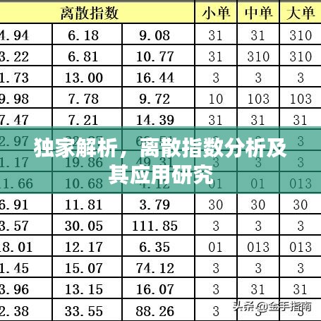 獨(dú)家解析，離散指數(shù)分析及其應(yīng)用研究