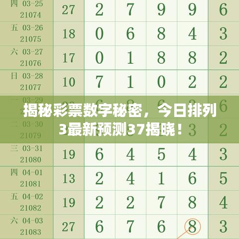 揭秘彩票數(shù)字秘密，今日排列3最新預(yù)測37揭曉！