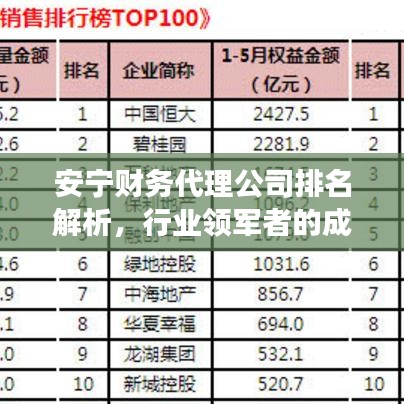 安寧財務(wù)代理公司排名解析，行業(yè)領(lǐng)軍者的成功秘訣大揭秘！