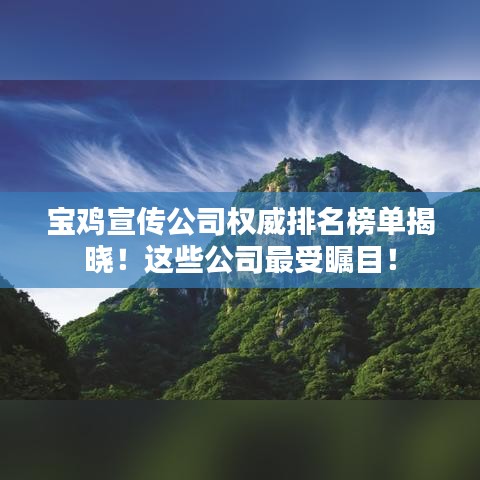 寶雞宣傳公司權(quán)威排名榜單揭曉！這些公司最受矚目！